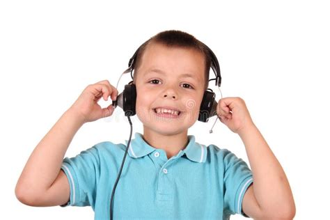 Little Boy Listen Music Stock Image Image Of Happy Music 19811441