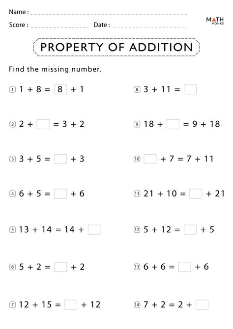 Properties Of Addition Worksheets With Answer Key