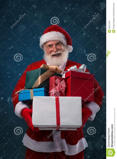 Santa Claus With T Boxes Stock Photo Image Of Kind Beard 46421384