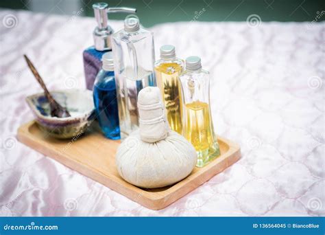 spa set on the spa massage bed stock image image of concept organic 136564045
