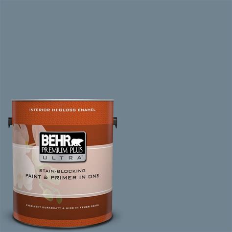 Behr Premium Plus Ultra 1 Gal N480 5 Adirondack Blue Hi Gloss Enamel