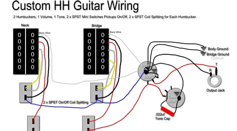 Amazon com kmise electric guitar wiring harness prewired. Wiring Diagram 2 Humbuckers 1 Volume 1 Tone