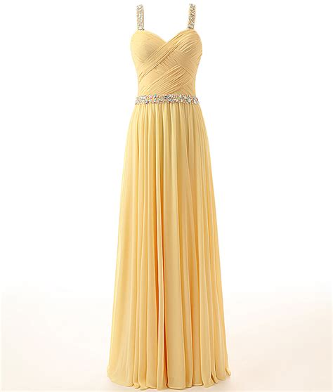 Long Chiffon A Line Prom Dress Featuring Beaded Embellished Spaghetti