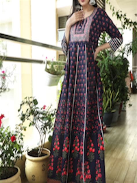 Buy Aks Couture Floral Printed Cotton A Line Maxi Dress Ethnic