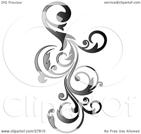 Clipart Illustration Of A Gradient Vertical Curly Vine Scroll Design By