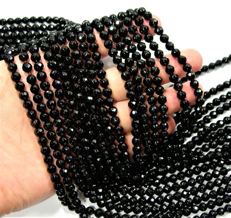 Black Onyx 6mm Faceted Beads 1 Full Strand 65 Beads Aa Quality
