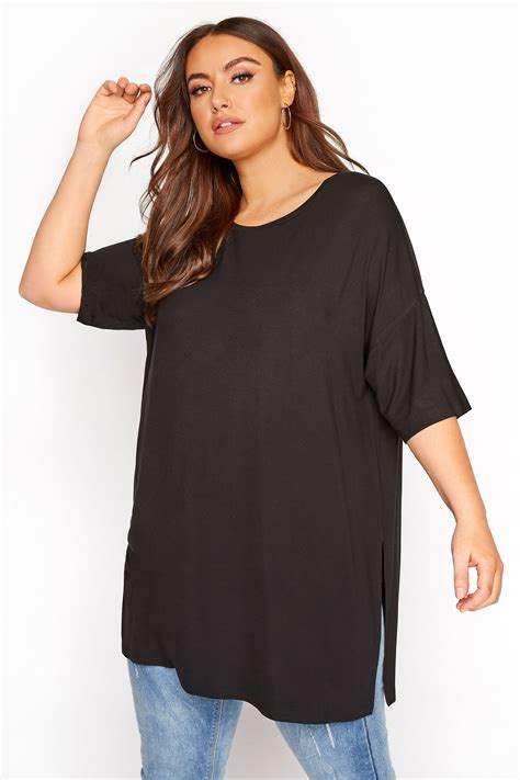 T Shirt Noir Long Oversize Grande Taille 44 64 Yours Clothing