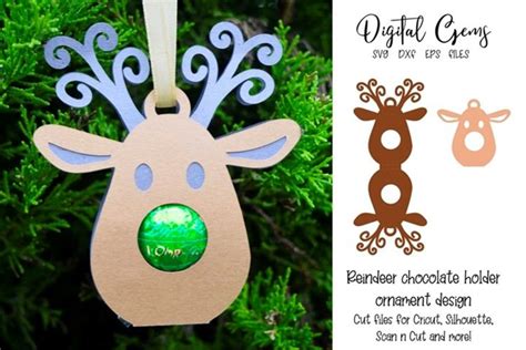 Reindeer chocolate holder ornament / bauble design. SVG file (1087373
