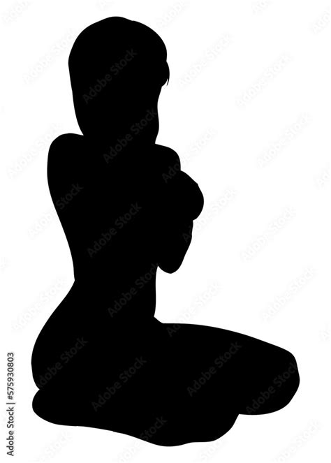 Silueta Aislada De Mujer Desnuda Sentada Stock Illustration Adobe Stock