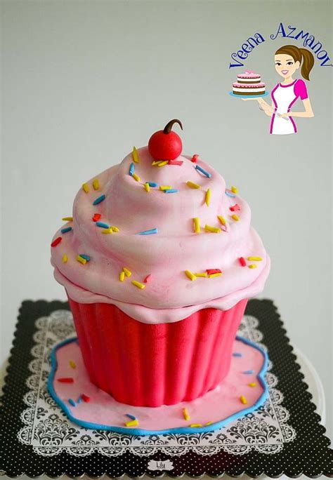 The Finished Giant Cupcake Cake A Step By Step Tutorial On How To
