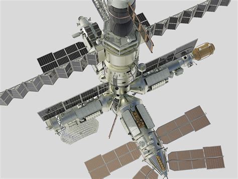 Mir Space Station 3d Model 69 Obj Fbx Stl Dae Blend Free3d