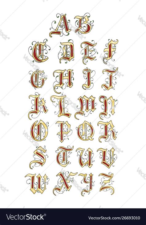 Hand Drawn Medieval Alphabet Royalty Free Vector Image
