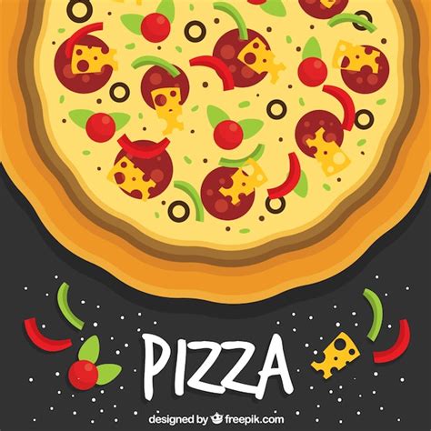 Flat Design Spicy Pizza Background Vector Free Download