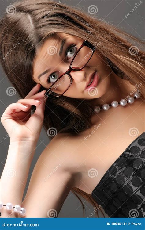 Woman Wearing Glasses Stock Image Image Of Color Sensuality 10045141