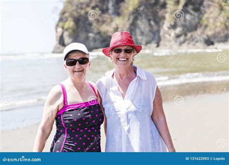 Two Mature Senior Woman On The Beach Stock Image Image Of Elderly Person 131622093