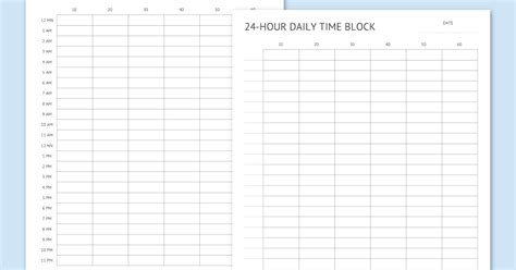 Printable 24 Hour Daily Time Block Schedule Planner Portrait Orientation