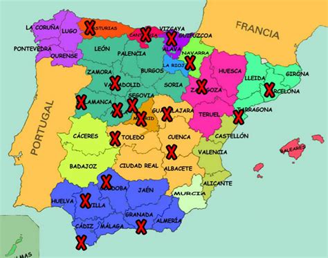 Mapa de españa comunidades autónomas y capitales. it´s corona o clock....: mapas