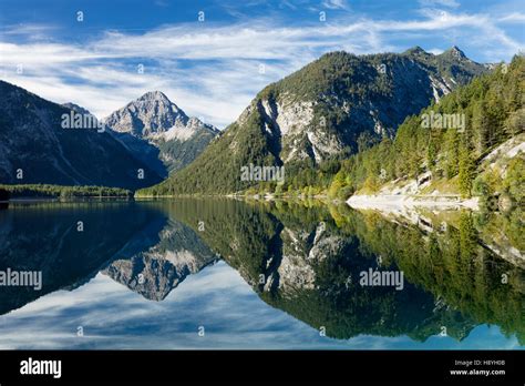Tyrolean Alps Reflected In Plansee Tyrol Austria Stock Photo Alamy