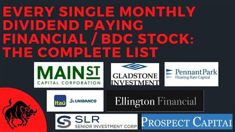 Every Monthly Dividend Financial And Bdc Stock The Complete List Youtube