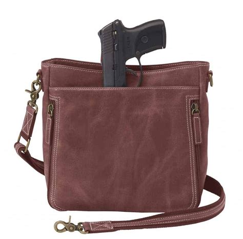 Distressed Leather Slim Crossbody Rfid Concealed Carry Purse Gun Tote