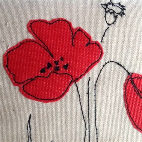 Poppy Flower Sympathy Card Fibre Art Condolence Card Etsy