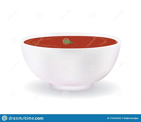 Tomato Soup In White Bowl Stock Vector Illustration Of Noodles 174224253