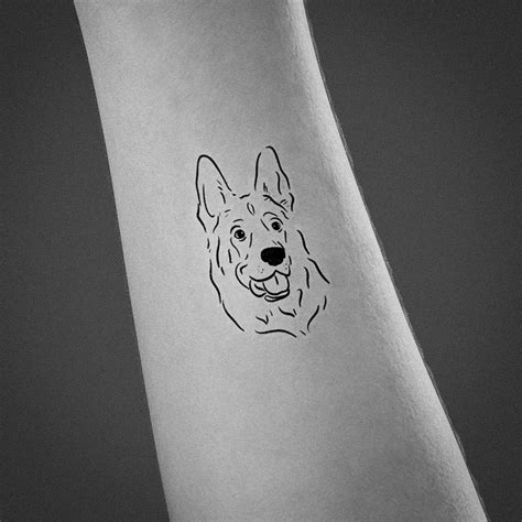 German Shepherd Line Art Tattoo Design Inku Paw