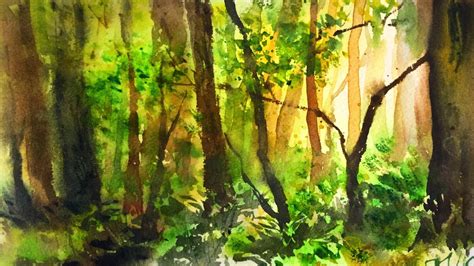 Simple Watercolor Forest Demonstration Youtube