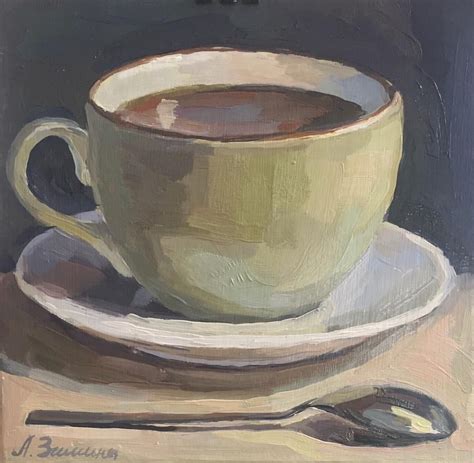 Cup Of Tea Still Life Painting By Anastasia Zimina Painting Still