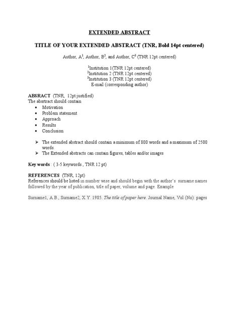 Extended Abstract Template Pdf