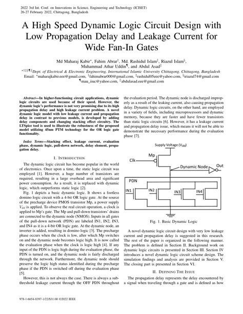 Pdf A High Speed Dynamic Logic Circuit Design With Low Propagation
