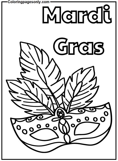 Mardi Gras With Mask Coloring Page Free Printable Coloring Pages