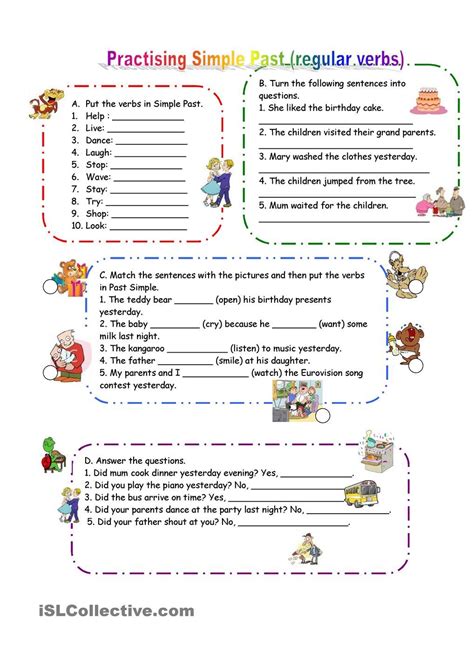 Simple Past Tense Worksheets For Grade 1 Learning How To Read