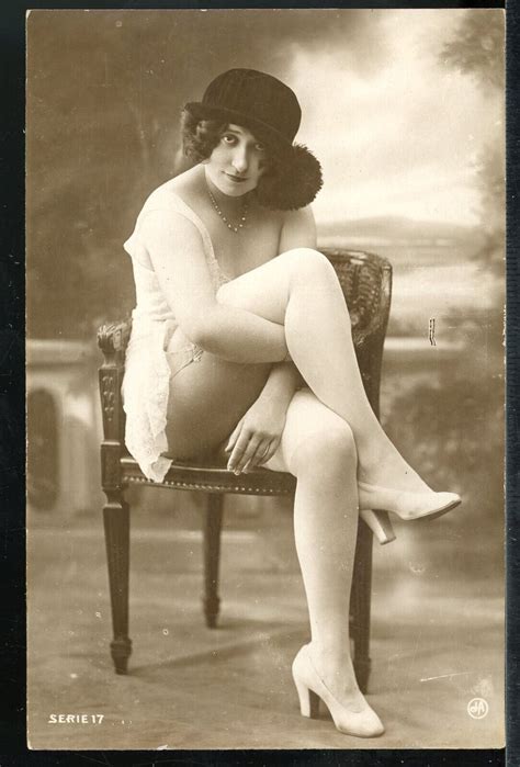 1920s Original French Real Photo Risqué Postcard Flapper Lingerie