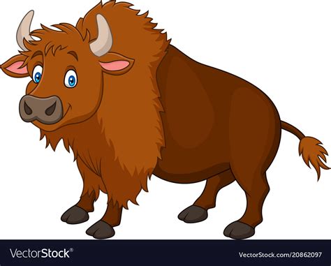 Cartoon Happy Bison Royalty Free Vector Image Vectorstock