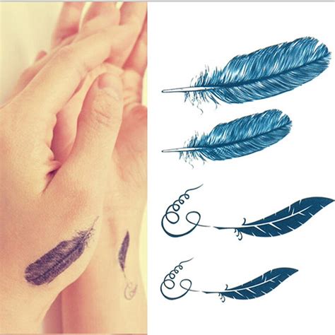 Buy Elegant Blue Feather Waterproof Temporary Tattoo Transfer Fake Peacock