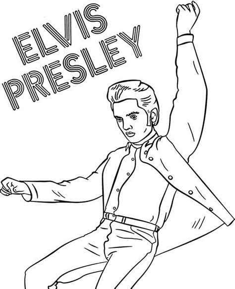 King Of Rocknroll Elvis Presley Coloring Page Pintable Picture King