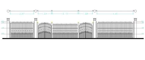 Metal Compound Wall And Gate Elevation Drawing In Dwg Autocad File