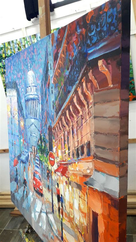 Night Pantheon Paris Acrylic Painting On Canvas By Dmitry Spiros By