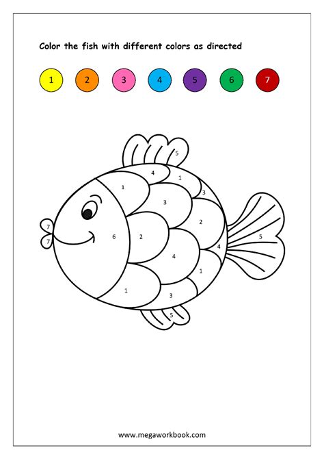 Color By Number Worksheets For Kindergarten