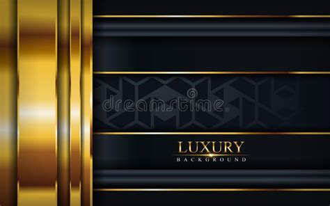 Luxury Dark Background With Golden Lines And Abstract Shape Stock