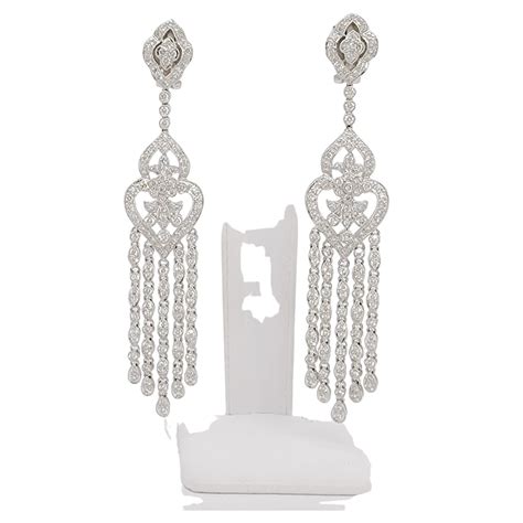 Diamond Chandelier Earrings Set In 18k White Gold At 1stDibs