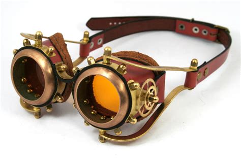 steampunk goggles rusty brown leather brass gears by ambassadormann on deviantart