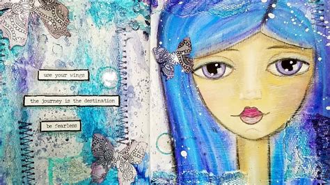 Whimsical Girl Face Mixed Media Art Journal Process Video Youtube