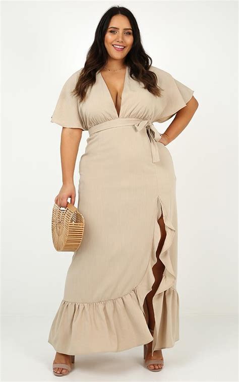 Plus Size Women Clothing Xxxl Beige Linen Maxi Plus Size Dress Buy