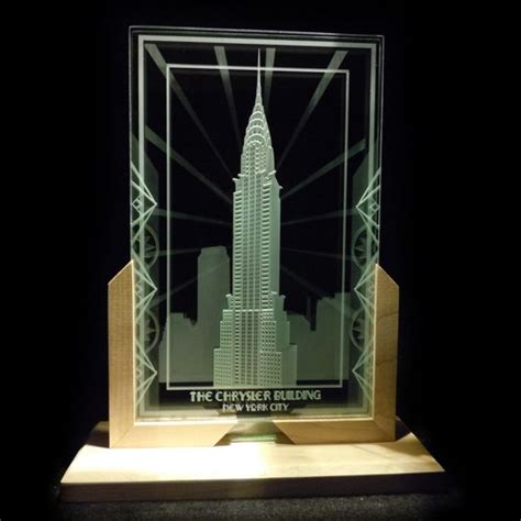 Chrysler Building Decorative Art Glass Display Etching Layered