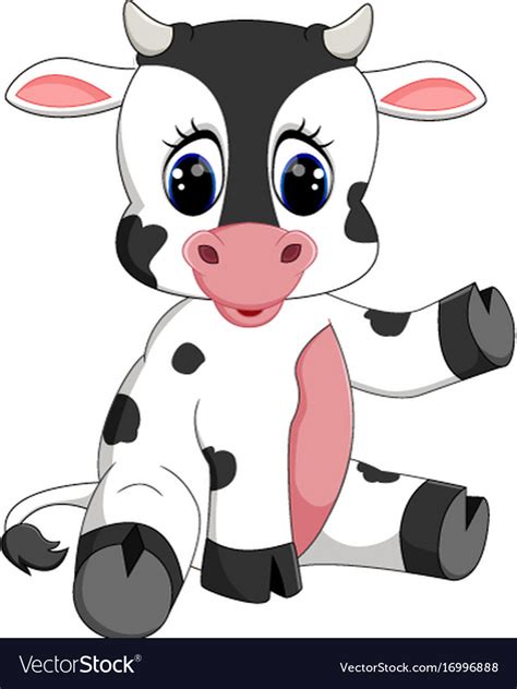 Cute Baby Cow Cartoon Royalty Free Vector Image
