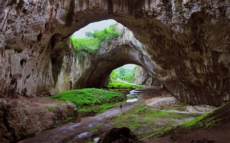Cave River Grass Bulgaria Rock Huge Nature Landscape