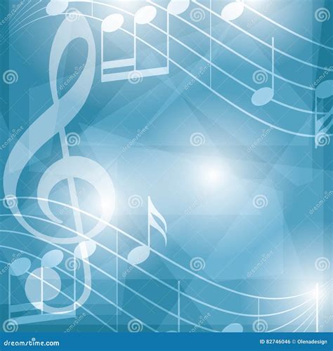 Abstract Blue Music Vector Background With Notes Stock Vector Illustration Of Note Curved