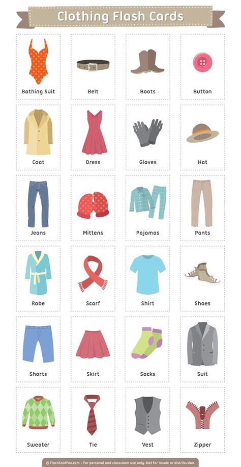 Free Printable Clothing Flash Cards Download Them In Pdf Format At